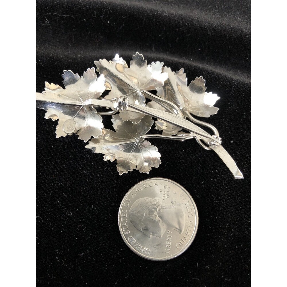 Vintage Sterling Silver Leaf Brooch Signed BB - Picture 6 of 7